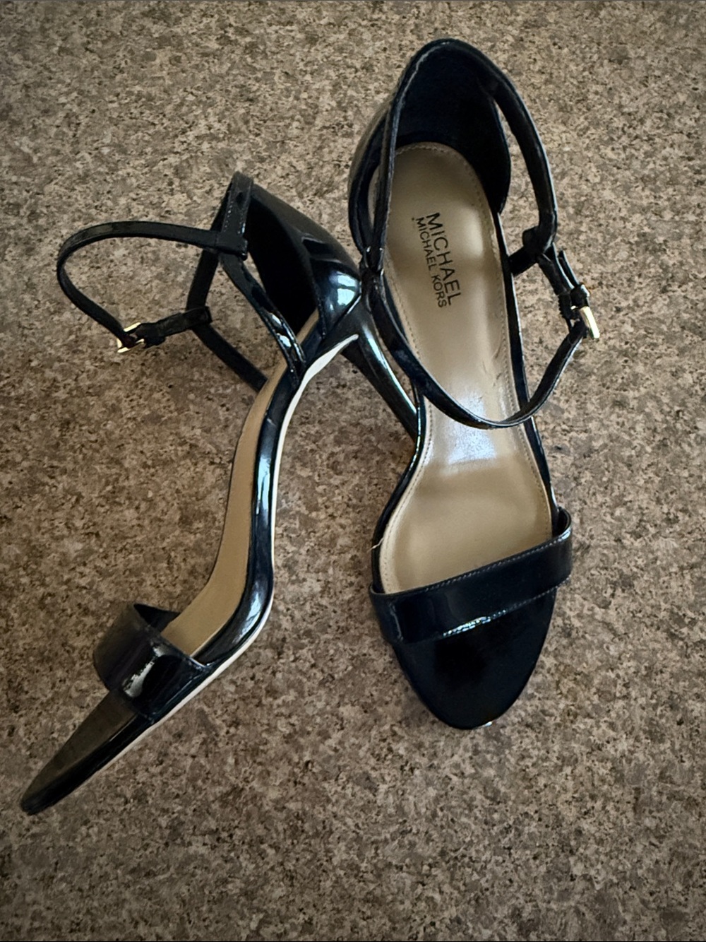 Michael Kors Black Patent Ankle-Strap Sandals 7.5